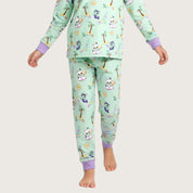 Island Girls Full Sleeves Pajama Set -  Green