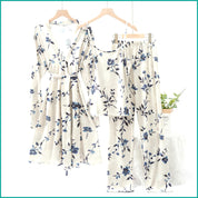 Floral Ladies Loungewear 3 Pcs Set - White