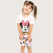 Cute Minnie Girls Shorts Set – Pink
