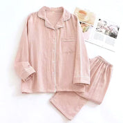 Mini Checks Ladies Front Open Pajama Set - Pink