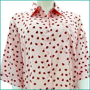 Mini Heart Ladies Sleepwear Long Dress Satin Material - Pink