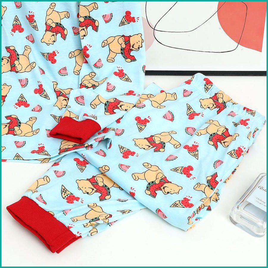 Winnie Cool Ladies Full Sleeves Pajama Set - Blue