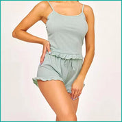 Plain Ladies Shorts Set - Grey