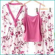 Floral Ladies Loungewear 3 Pcs Set - Hot Pink