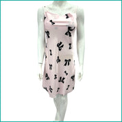 Big Bow Ladies Satan Silk Halfer - Pink -Free Size
