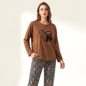 Be Mine Ladies Pajama Set - Brown