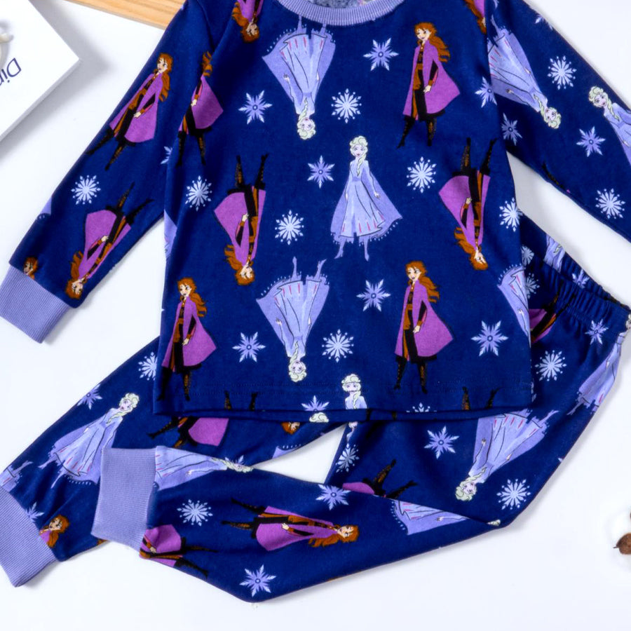 Night Princess Girls Full Sleeves Pajama Set - Blue