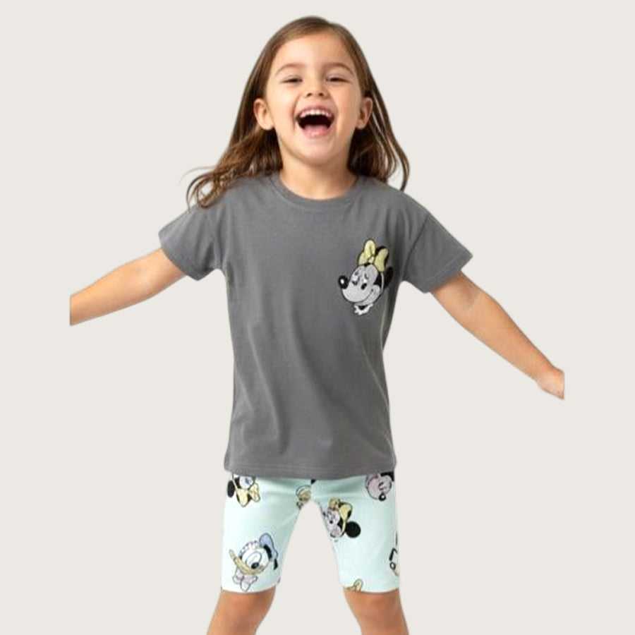 Minnie Girls Summer Shorts Set – Grey