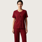 Triple Bow Ladies Pajama Set - Red