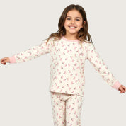 Rose Girls Full Sleeves Pajama Set - Cream