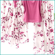 Floral Ladies Loungewear 3 Pcs Set - Hot Pink