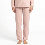 Mini Checks Ladies Front Open Pajama Set - Pink