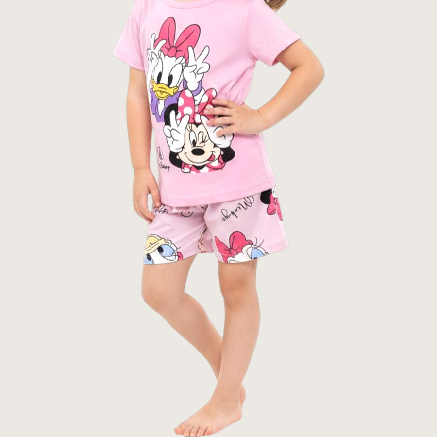 Daisy Minnie Girls Shorts Set – Pink