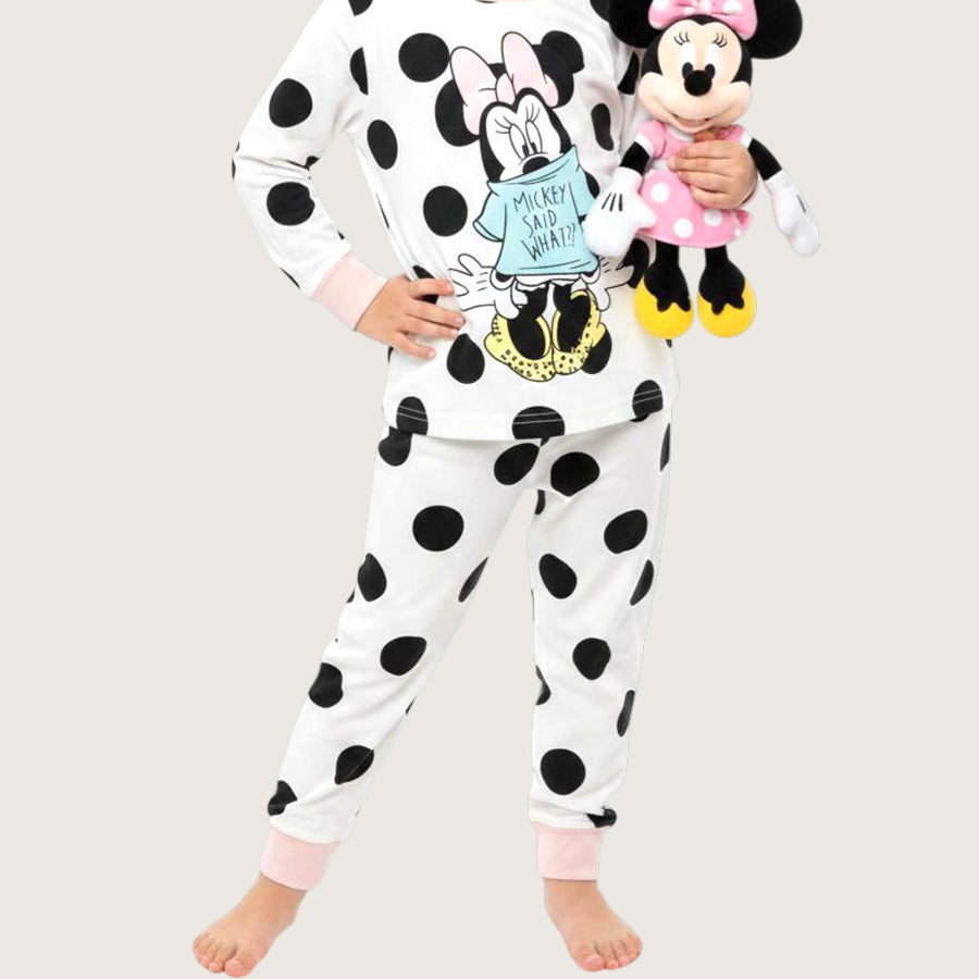 Minnie Dots Girls Cotton Pajama Set PRIMARK - White