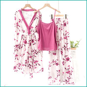 Floral Ladies Loungewear 3 Pcs Set - Hot Pink