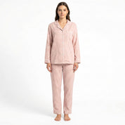 Mini Checks Ladies Front Open Pajama Set - Pink