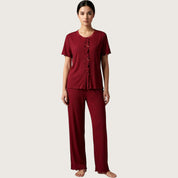 Triple Bow Ladies Pajama Set - Red