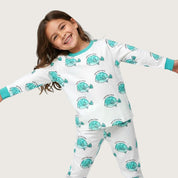 Fish Girls Full Sleeves Pajama Set - White
