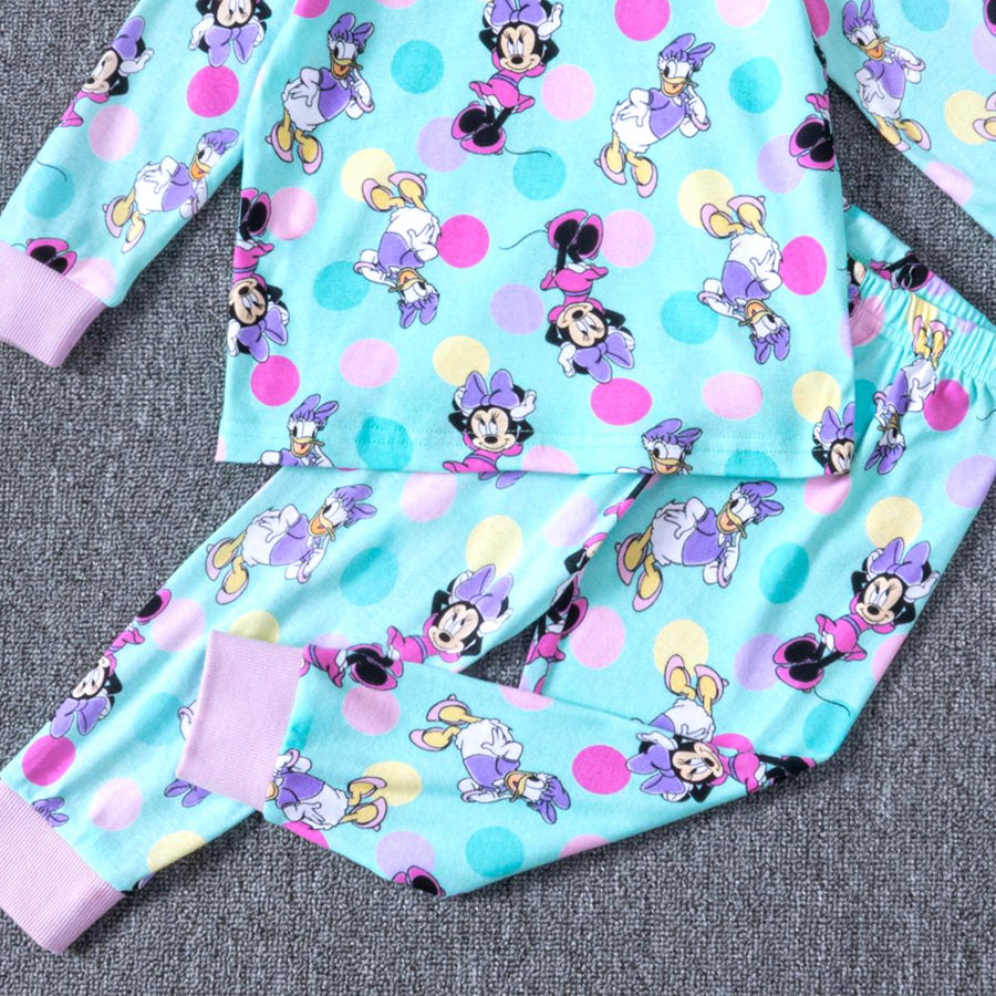 Minnie Daisy Girls Full Sleeves Pajama Set - Sky Blue