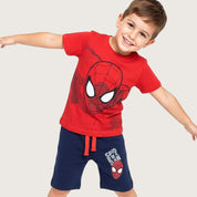 Spiderman Boys Summer Shorts Set – Red Blue