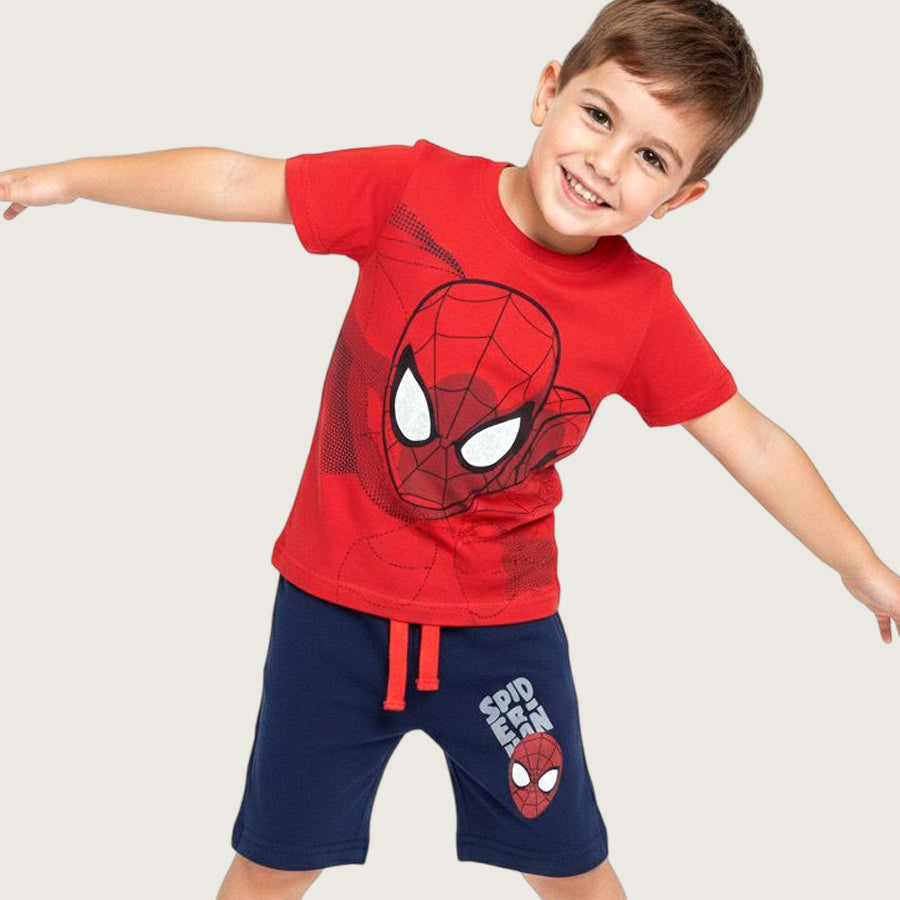 Spiderman Boys Summer Shorts Set – Red Blue