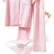 Ladies Loungewear Sarten Front Open Pajama Set - Pink