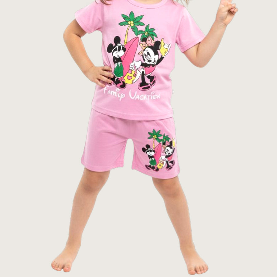 Family Vacation Girls Shorts Set – Pink