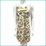 Purple Tulips Ladies Satan Silk Halfer - Cream -Free size
