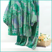 Floral Heart Ladies Full Sleeves Pajama Set Viscos Fine Material  - Green