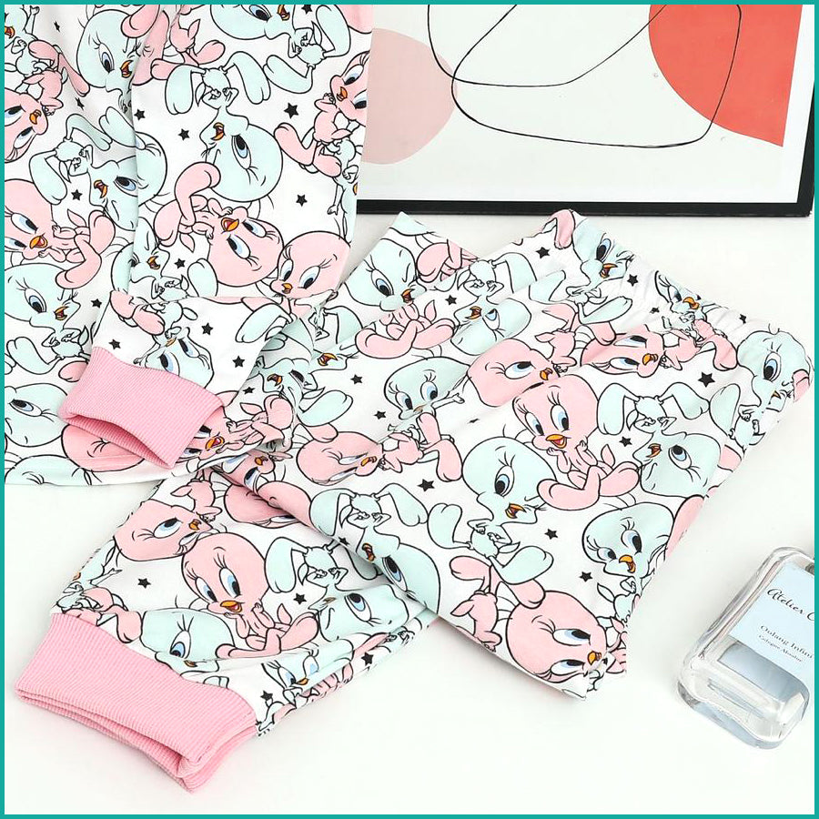 Tweety Ladies Full Sleeves Pajama Set - White