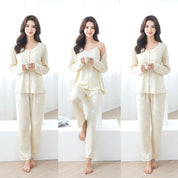 Floral Ladies Loungewear 3 Pcs Set - Yellow