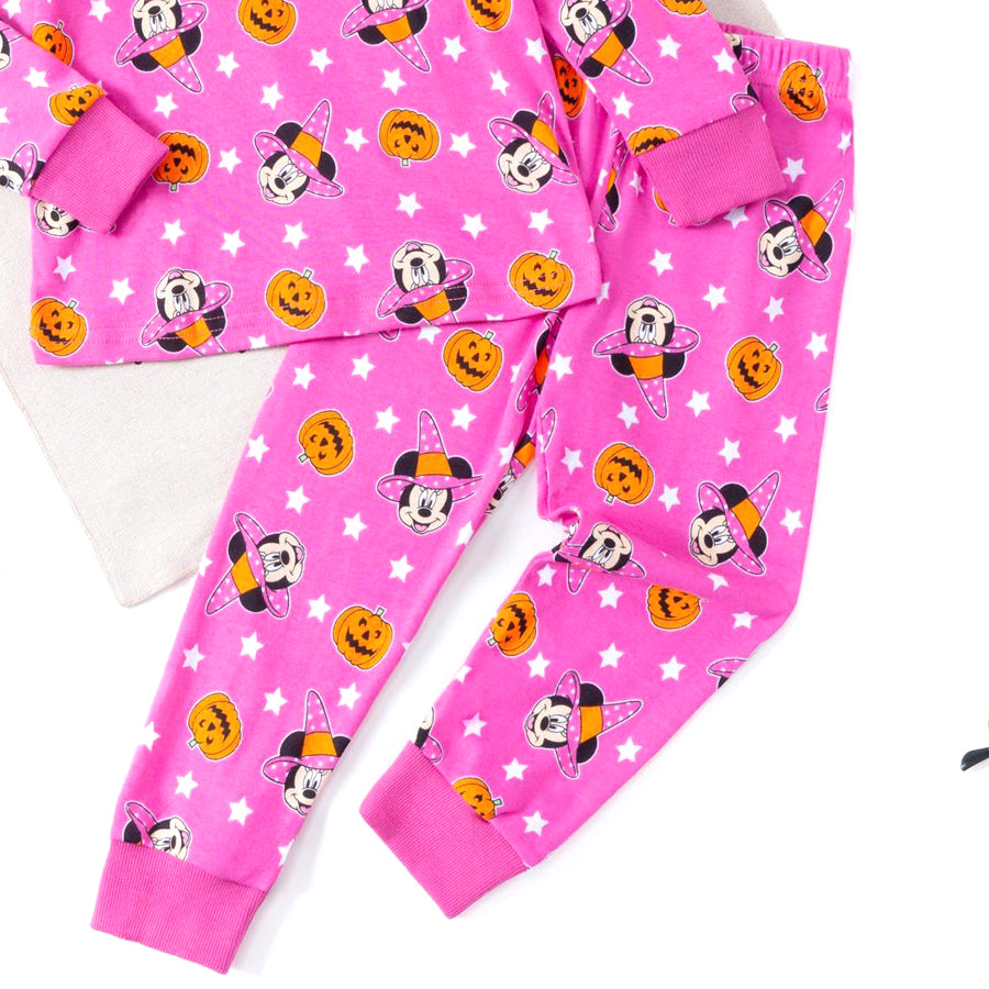Mickey Stars Girls Full Sleeves Pajama Set - Pink