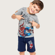 Spiderman Boys Summer Shorts Set – Grey Blue