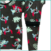 Stitch Leaf Ladies Pajama Set - Black