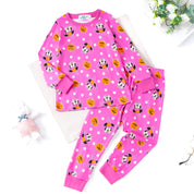 Mickey Stars Girls Full Sleeves Pajama Set - Pink