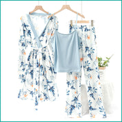 Floral Ladies Loungewear 3 Pcs Set - Sky Blue