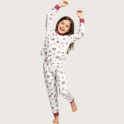 All Rose Girls Full Sleeves Pajama Set - White