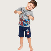 Spiderman Boys Summer Shorts Set – Grey Blue