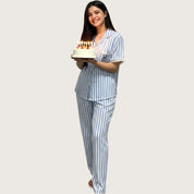 VS Strips Ladies Pajama Set - Blue