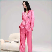 Plain Ladies Sarten Pajama Set - Pink