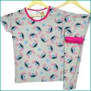 Stitch Face Ladies Pajama Set - Grey