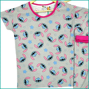 Stitch Face Ladies Pajama Set - Grey