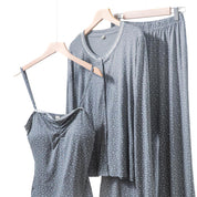 Floral Ladies Loungewear 3 Pcs Set - Grey