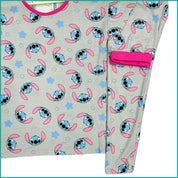 Stitch Face Ladies Pajama Set - Grey