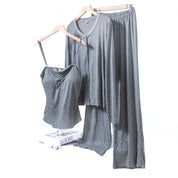 Floral Ladies Loungewear 3 Pcs Set - Grey