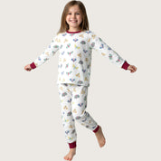 Butterfly Girls Full Sleeves Pajama Set -  White