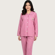 Snoopy Strips Ladies Pajama Set - Hot Pink