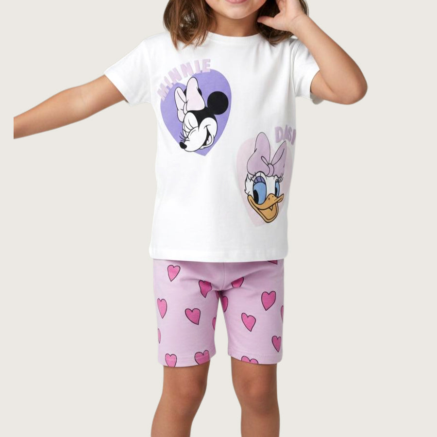 Minnie Daisy Girls Summer Shorts Set - White