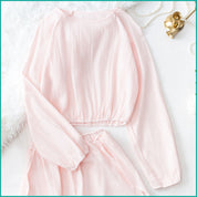 Line Ladies Crop Full Sleeves T-Shirt with Shorts - Pink