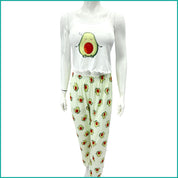 Avocado Ladies Pajama Halfer - White Green